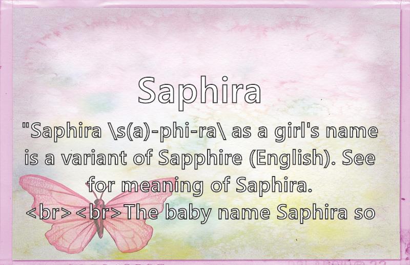 Saphira - What does the girl name Saphira mean? (Name Image)